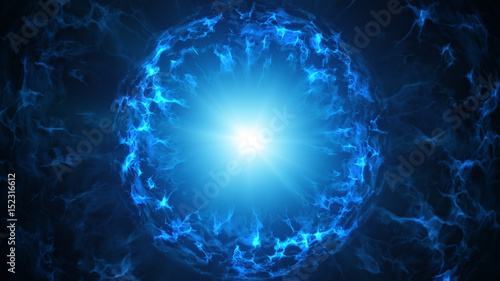 Blue plasma sphere futuristic abstract 3D render photo