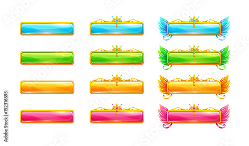 Colorful glossy banners for game or web design.