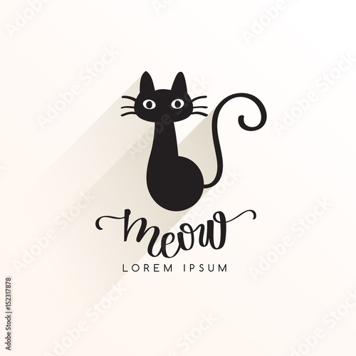 Black Cat Logo Template : Vector Illustration