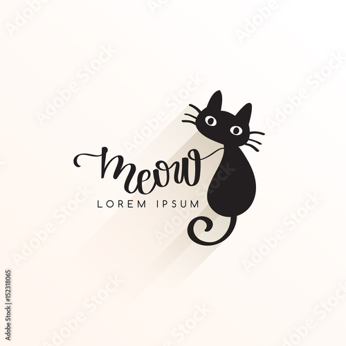 Black Cat Logo Template : Vector  Illustration
