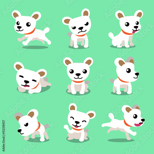 Cartoon character cute white dog poses