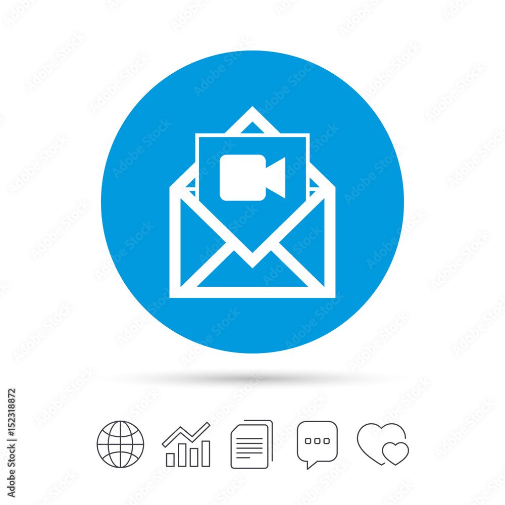 Video mail icon. Video camera symbol. Message. Video mail icon. Video camera symbol. Message.