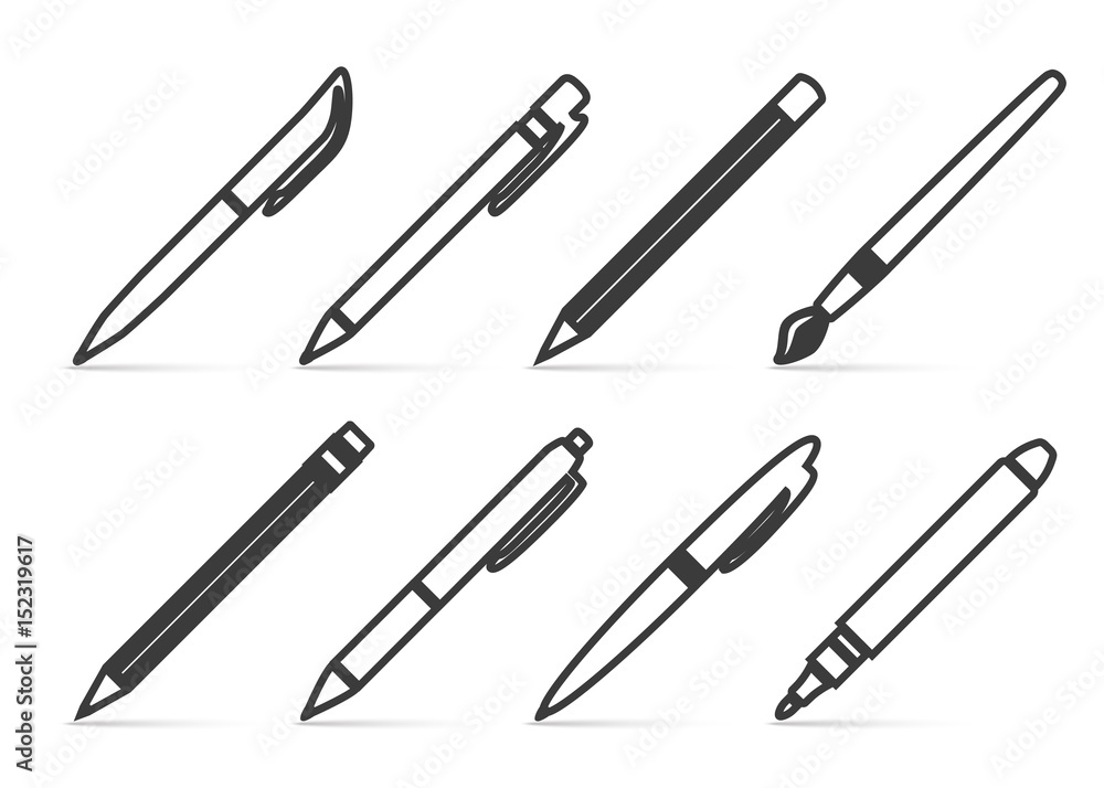 Collection of vector icons for drawing in the style of linear design