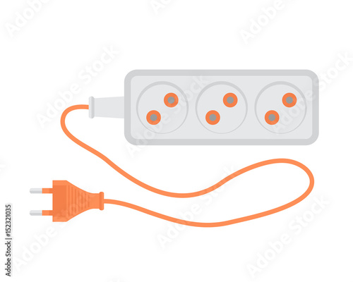 Extension cord icon in a flat design. Vector illustration