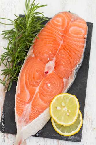 raw fresh salmon with lemon