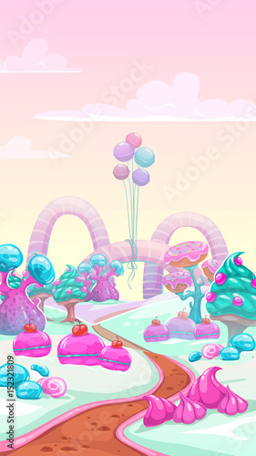Cartoon vector sweet landscape.