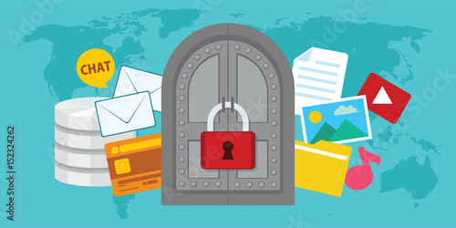 data protection database security internet with shield