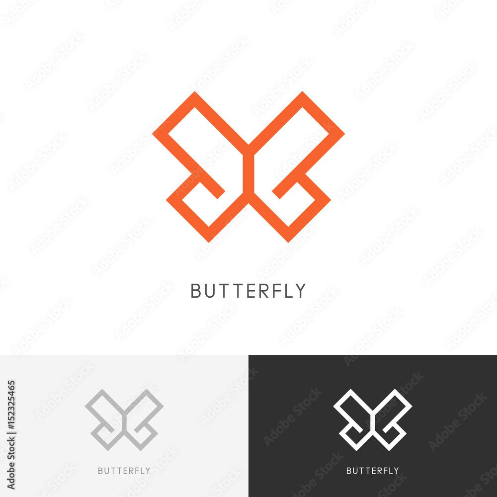 Butterfly outline logo - wings and fly symbol. Moth and insect vector icon. Butterfly outline logo - wings and fly symbol. Moth and insect vector icon.