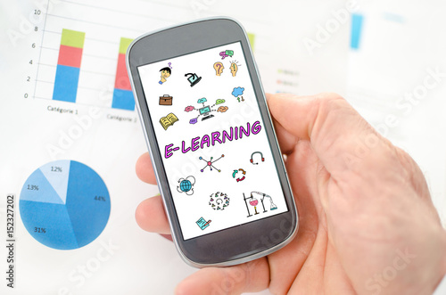 E-learning concept on a smartphone