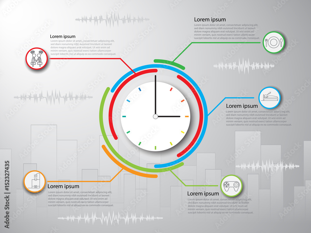 infographic time in life for one day of you. Activities of you, vector illusrtation.