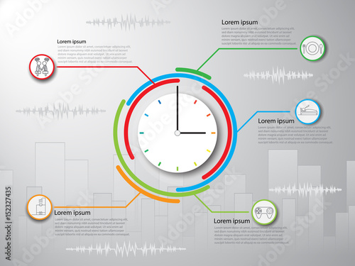 infographic time in life for one day of you. Activities of you, vector illusrtation.