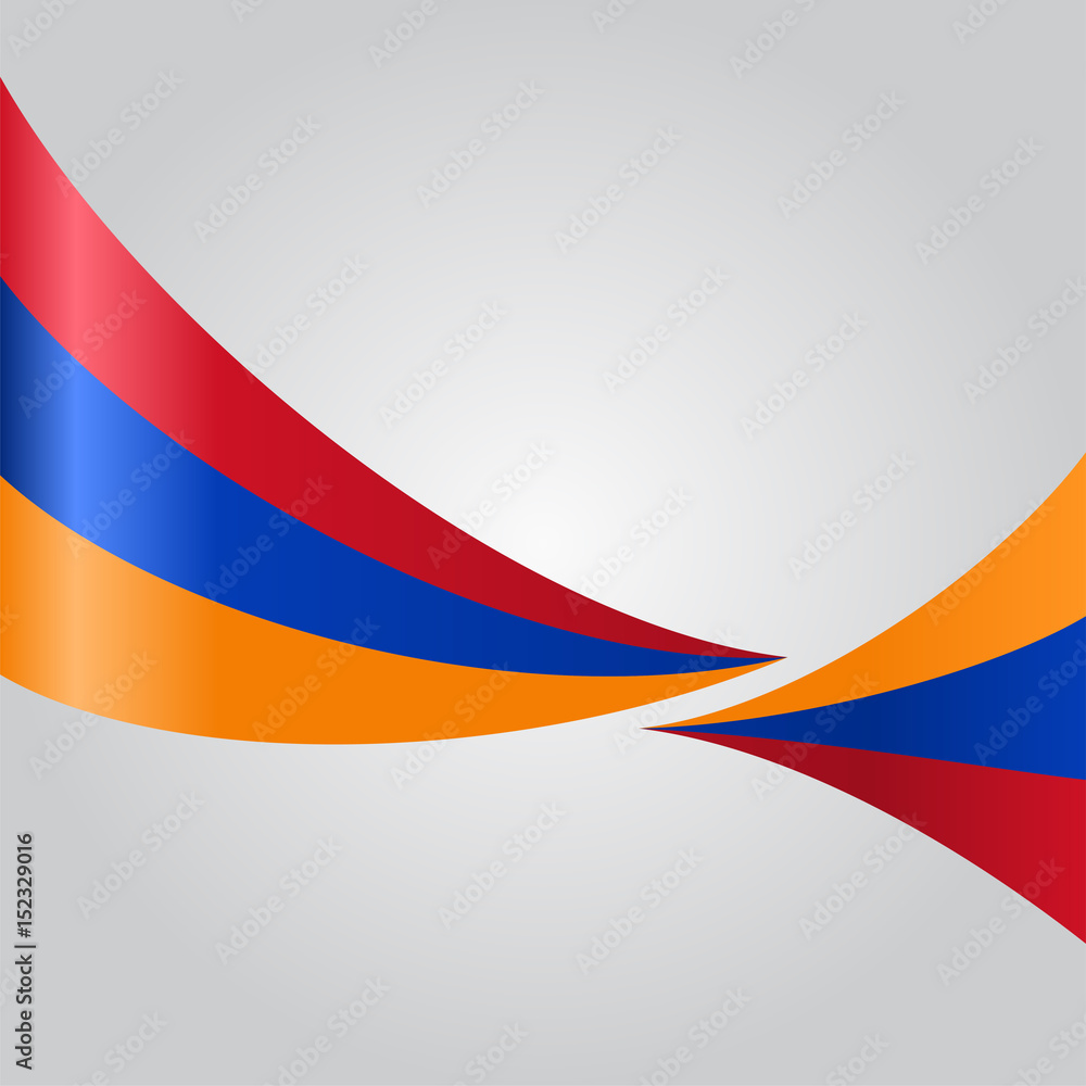 Naklejka premium Armenian wavy flag. Vector illustration.