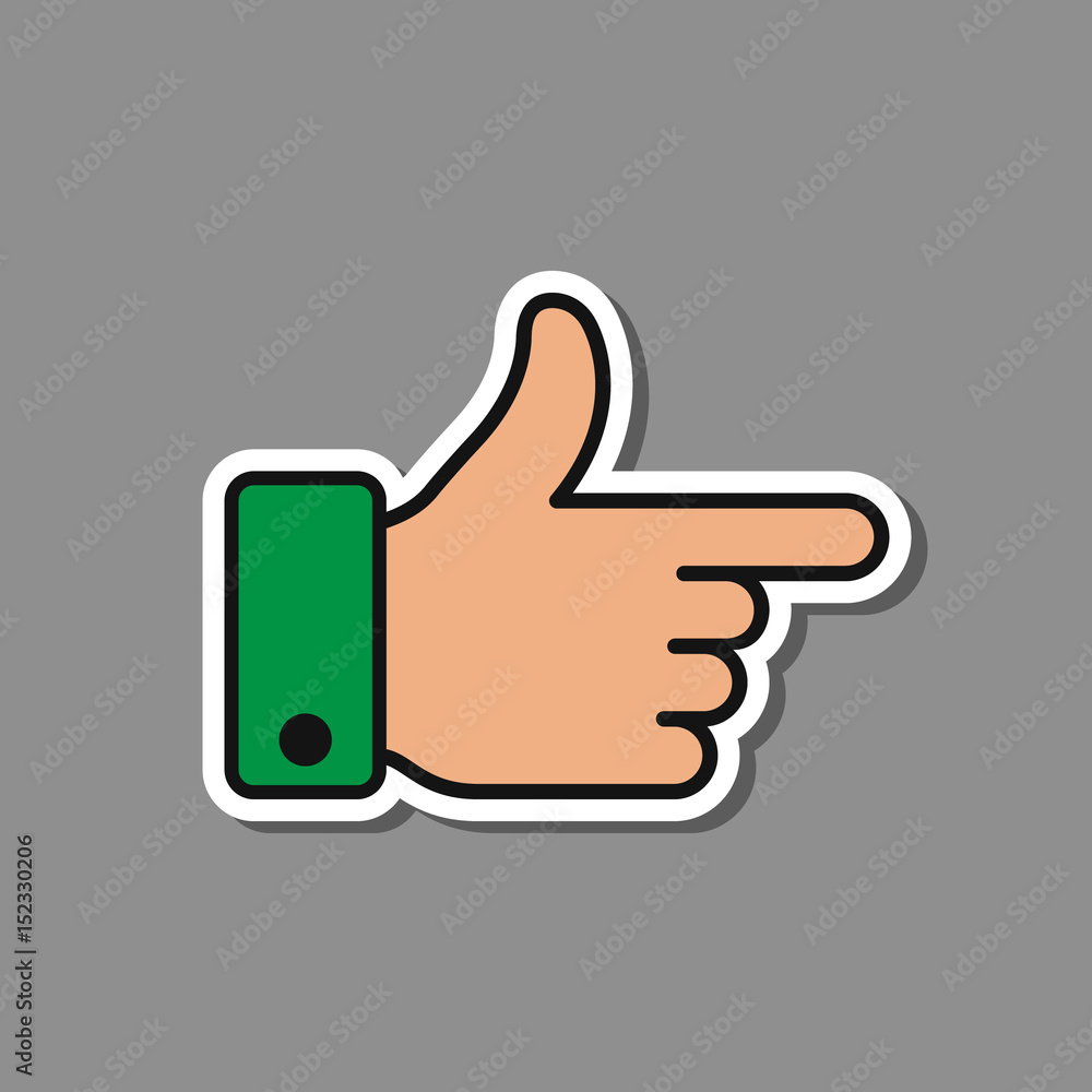 Gesture hand with pointing forefinger, vector illustration isolated on grey. Gesture hand with pointing forefinger, vector illustration isolated on grey.
