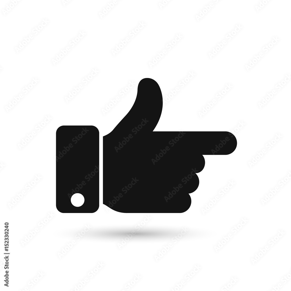 Point finger direction black icon. Man hand gesture pictogram. Vector illustration flat style design. Pointer direction forefinger. Point finger direction black icon. Man hand gesture pictogram. Vector illustration flat style design. Pointer direction forefinger.