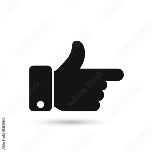 Point finger direction black icon. Man hand gesture pictogram. Vector illustration flat style design. Pointer direction forefinger.