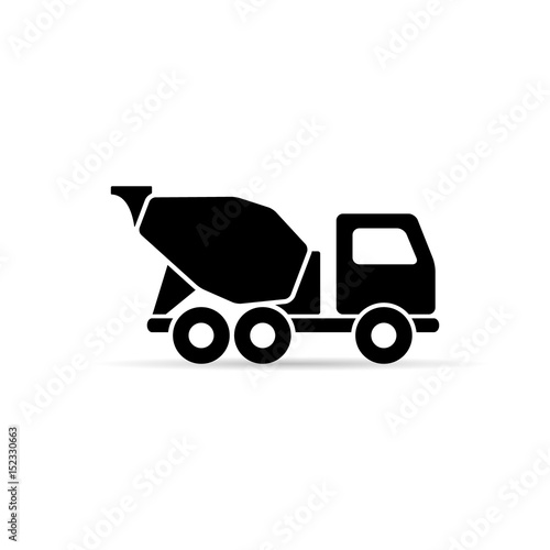 Concrete mixer icon, vector isolated mixer truck symbol.