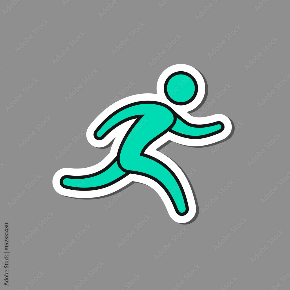 Running man paper sticker, vector label, run symbol. Running man paper sticker, vector label, run symbol.