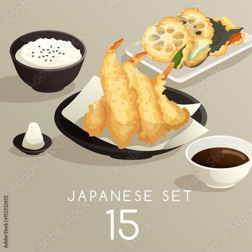 Set of Japanese Food : Vector Illustration