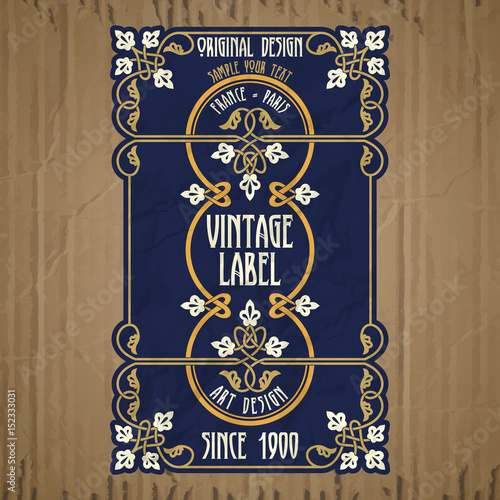 vector vintage items: label Art Nouveau