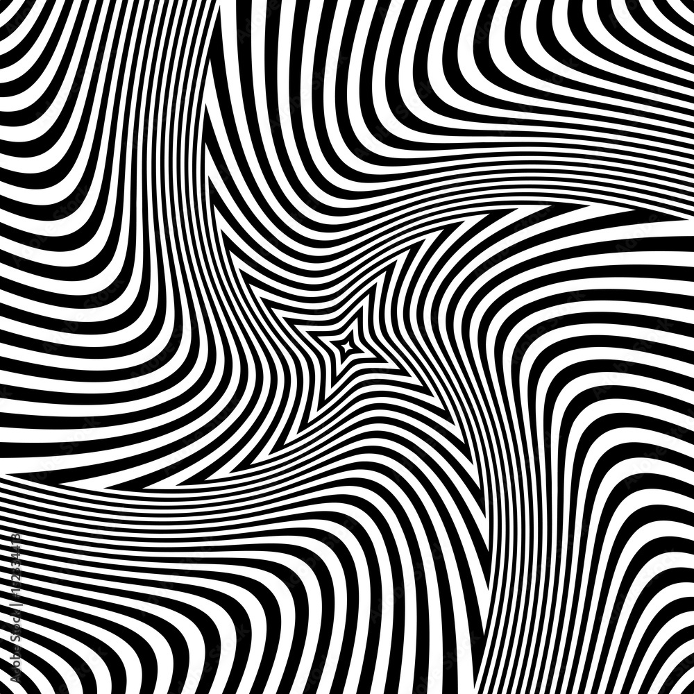 Rotation torsion illusion. Abstract op art design.
