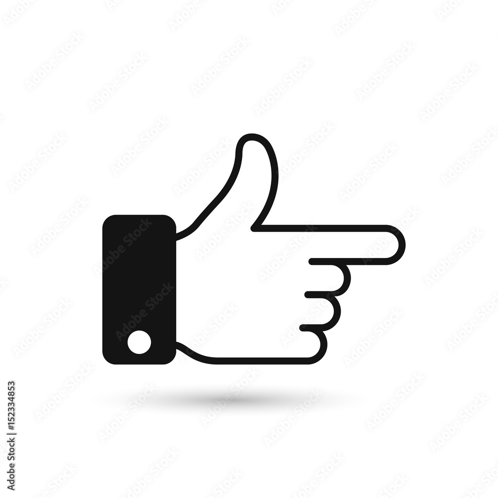 Point finger direction black icon. Man hand gesture pictogram. Vector illustration flat style design. Pointer direction forefinger. Point finger direction black icon. Man hand gesture pictogram. Vector illustration flat style design. Pointer direction forefinger.