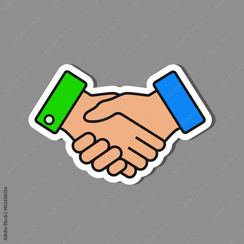 Vector handshake sticker, badge, cooperation symbol. Vector handshake sticker, badge, cooperation symbol.