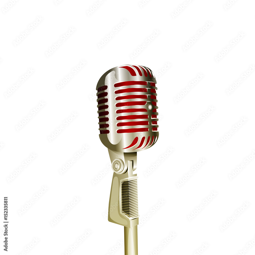 Fototapeta premium Retro microphone isolated on a white background.