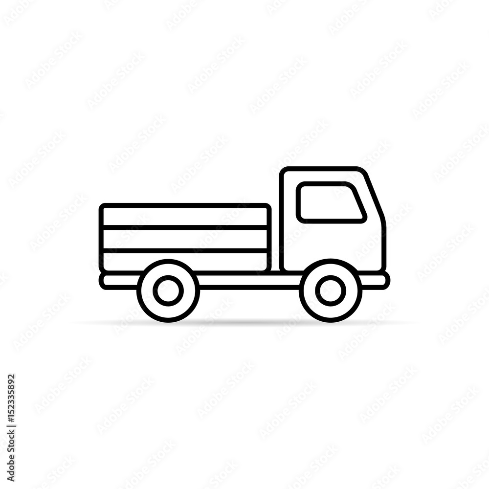 Truck outline icon, vector isolated delivery transport symbol.