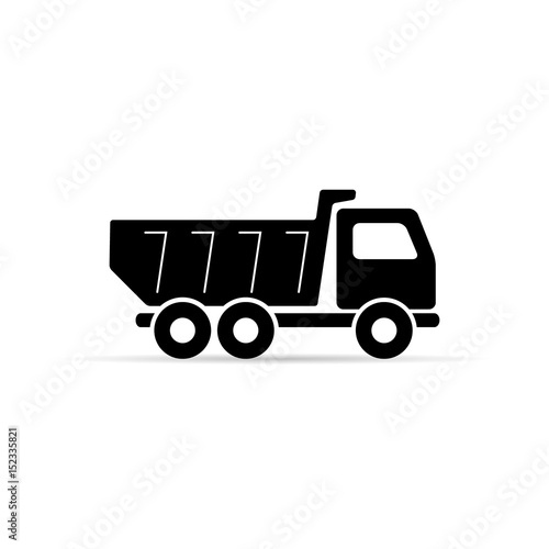 Dump truck tipper icon, Vector simple Illustration on white.