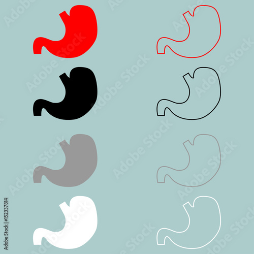 Stomach red black grey white icon.