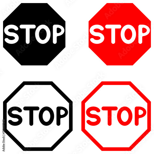 Symbol stop black and red color.