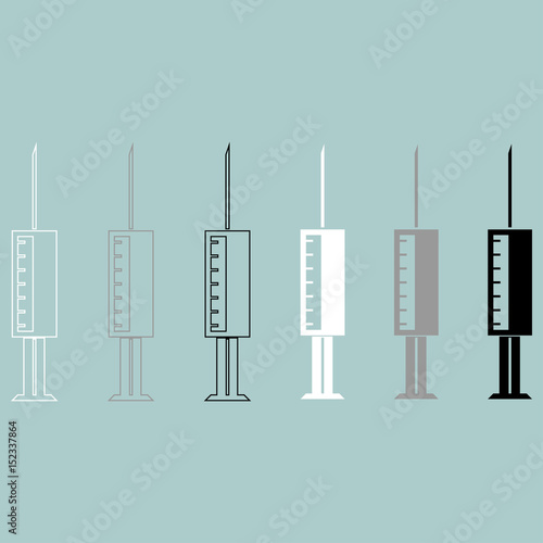 Syringe white grey black icon.