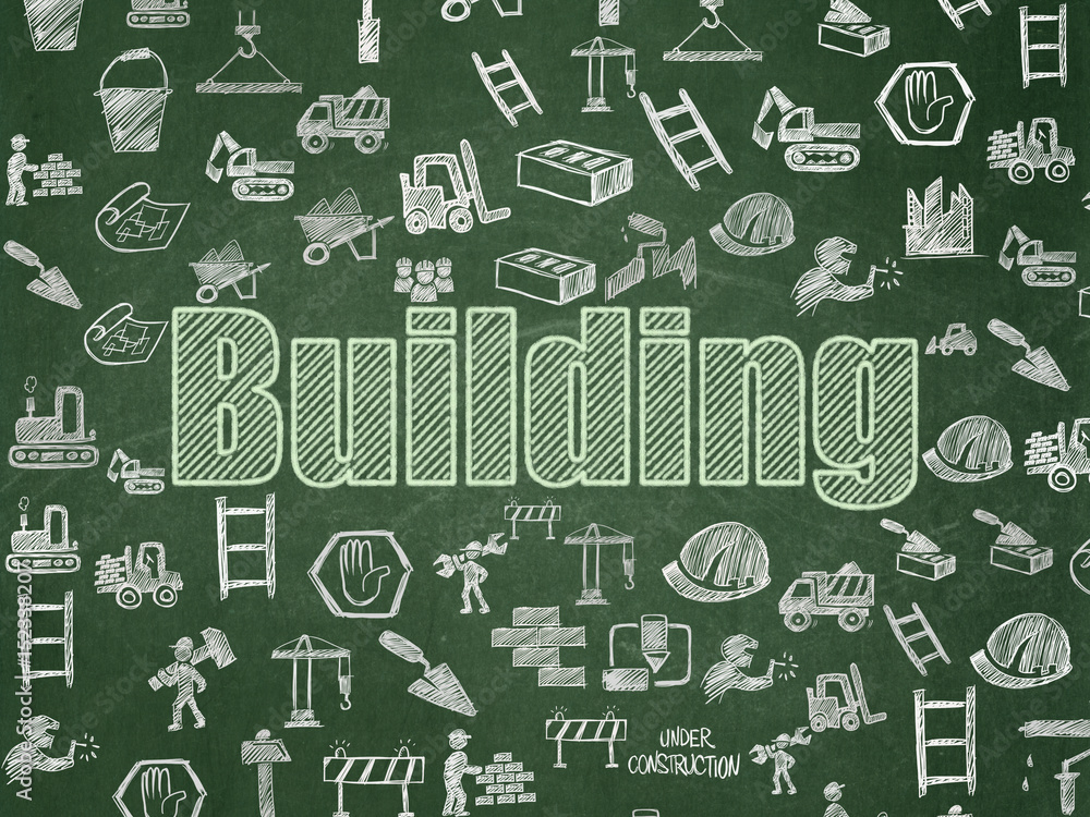 Construction concept: Building on School board background Construction concept: Building on School board background
