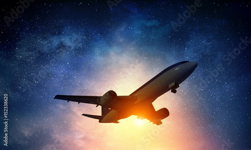 Airliner in night sky