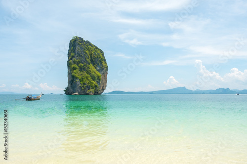 tropical beach with limestone rock at Krabi, Thailand