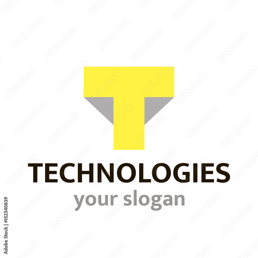 Vector logo template for business company. Illustration of letter T in yellow color. Can be used for communications companies, building companies, high-tech innovation. EPS10. Vector logo template for business company. Illustration of letter T in yellow color. Can be used for communications companies, building companies, high-tech innovation. EPS10.