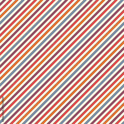 Bright colors diagonal stripes abstract background. Thin slanting line wallpaper. Seamless pattern with classic motif.