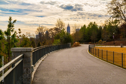 Slika na platnu Footpath on The Promenade in the Piedmont Park in autumn day, Atlanta, USA