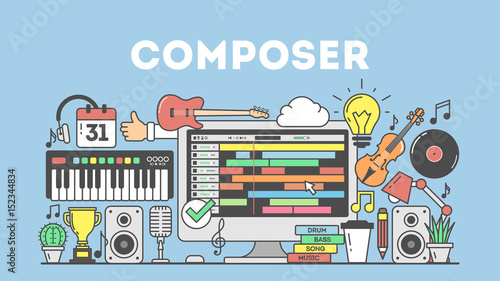 Cmposing music concpet illustration.