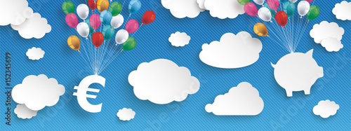 Paper Clouds Striped Blue Sky Balloons Euro House Header