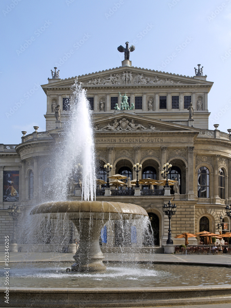 Fountain in Front of the Alte Oper, Opera House in Frankfurt am Main, Hesse, Hessen, Germany, Europe, 23. May 2007