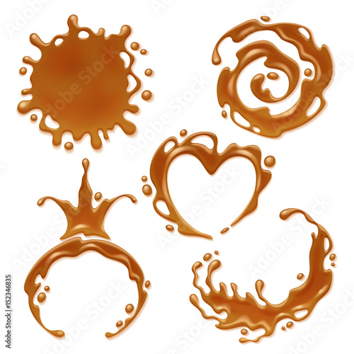 Caramel melt blot set - spiral round and abstract curves.
