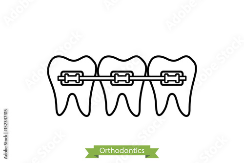 dental orthodontics treatment - cartoon vector outline style