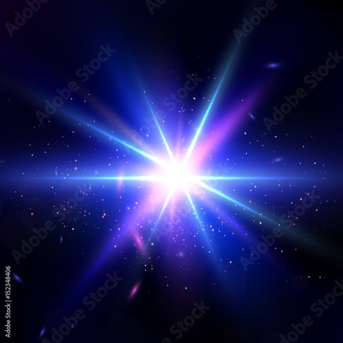 Fototapeta Naklejka Na Ścianę i Meble -  Glow light effect. Star burst with sparkles. Lens Flare wallpaper. Abstract Space background. Flash Highlight beam. Glare, shiny, flicker and luminescence. Fantastic design. Futuristic illustration