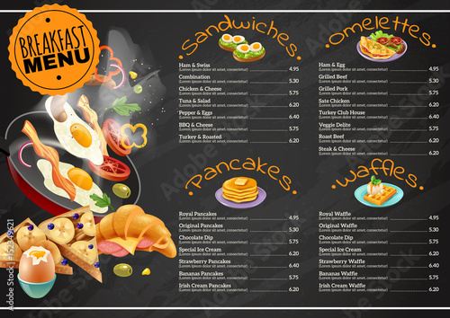 Breakfast Menu On Chalkboard
