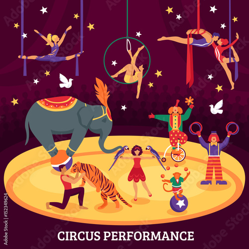 Circus Performance Flat Composition