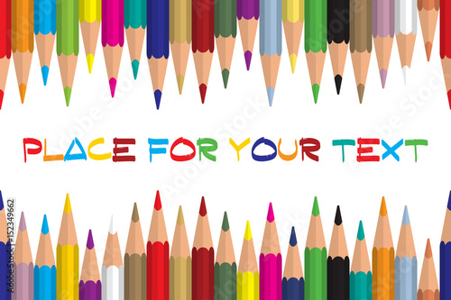 Seamless colored pencils row with wave on lower side. Flat design. Vector illustration eps10