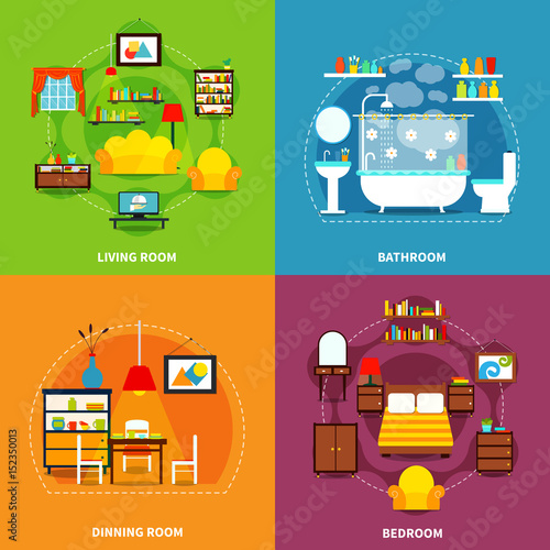 Interior Concept Icons Set