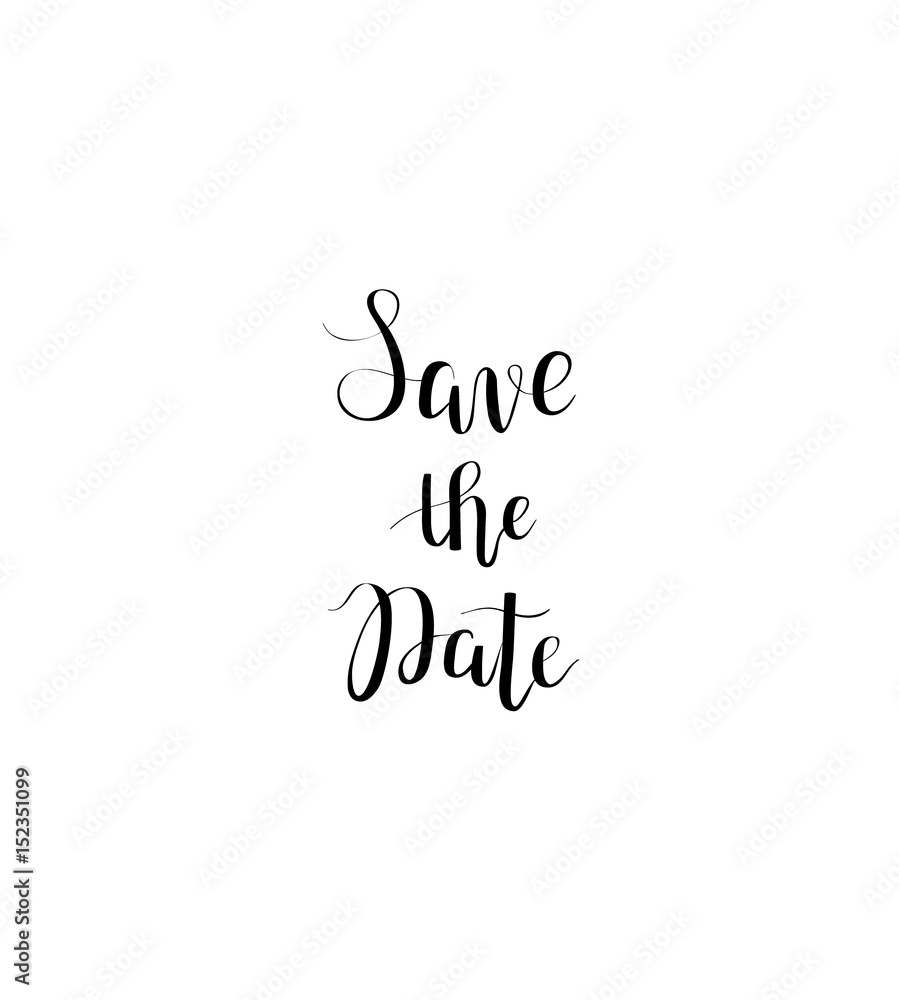 Save the date vector calligraphy digital drawn imitation