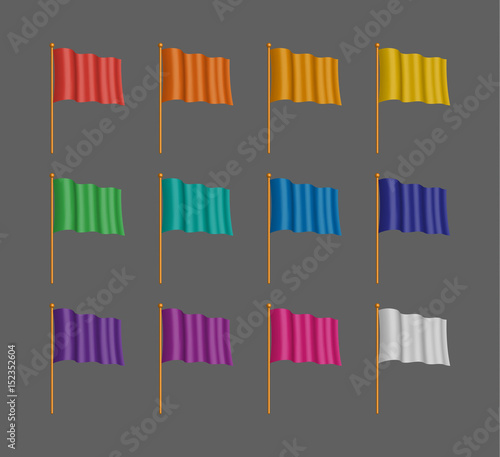 Vector set of twelve colored flags.